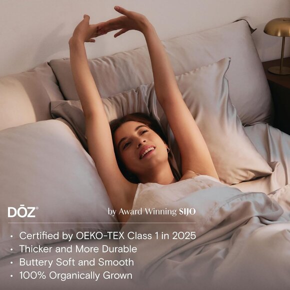 NWT Sijo DOZ Bamboo Sheet Set 3 Piece - 2 Pillowcases 1 Fitted Sheet Fog, Queen - Picture 5 of 5